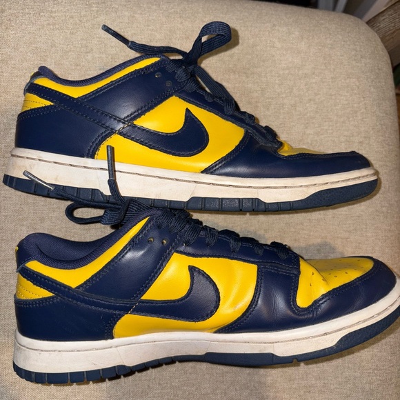 Nike Dunk Low - Michigan 2021 Yellow and Navy Sneakers - Picture 3 of 4